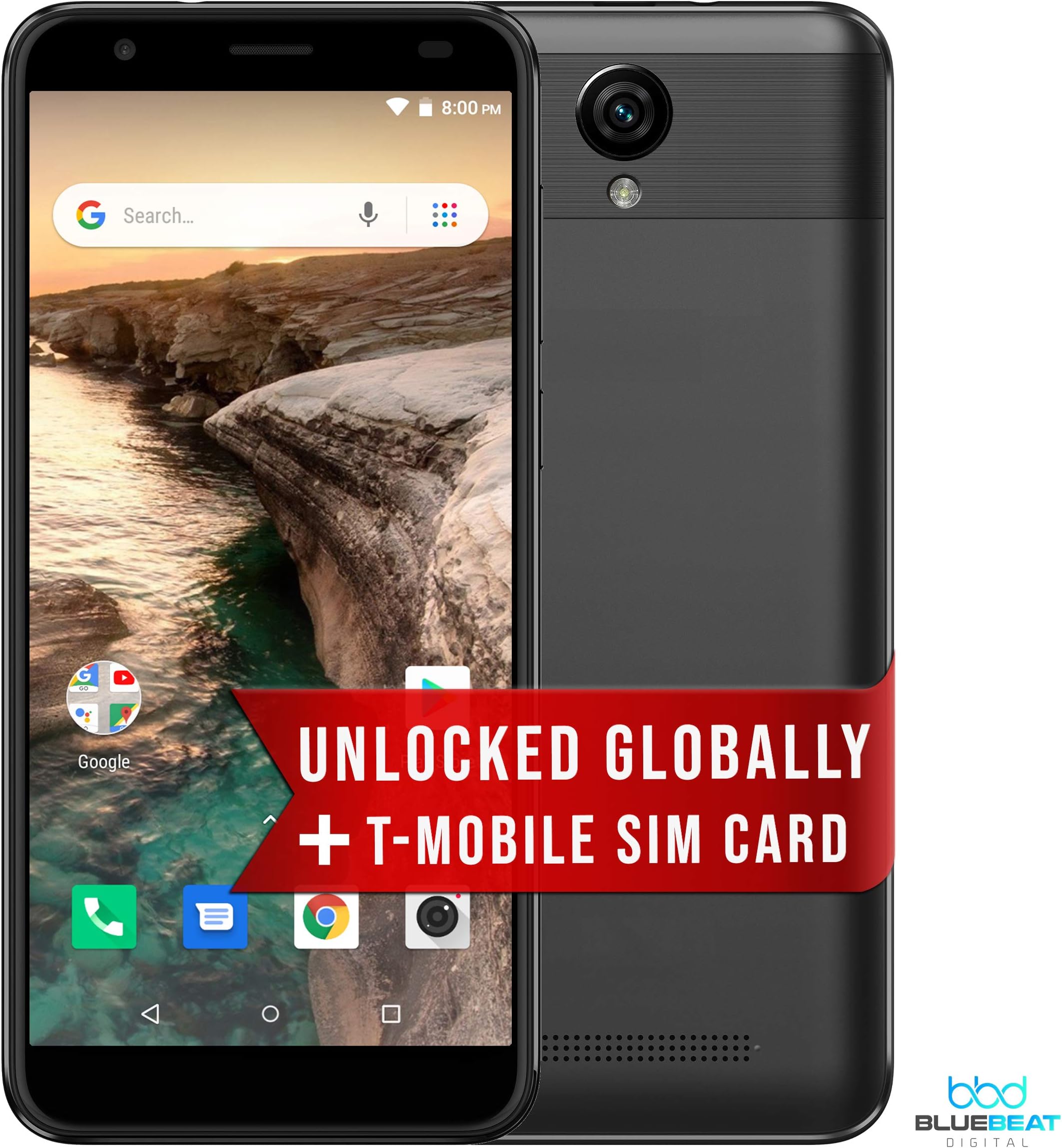 Unlocked 4G Cell Phone Gravity 55 GO Celular Desbloqueado Android 8.1 Smartphone Dual SIM | Includes Starter Ultra T-Mobile SIM (Black)