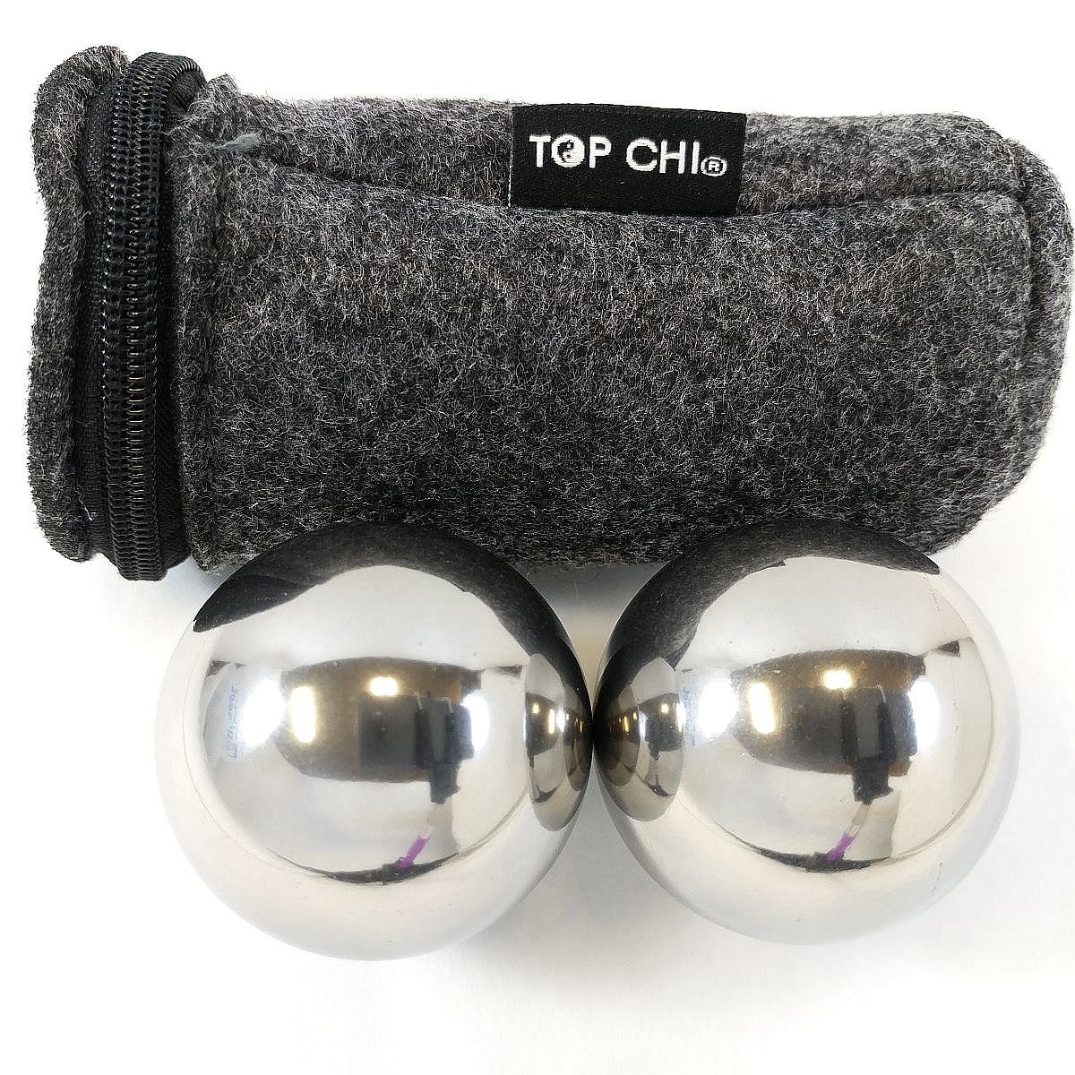 Top Chi 1 lb. 1.5 Inch Solid Stainless Steel Baoding Balls with Carry