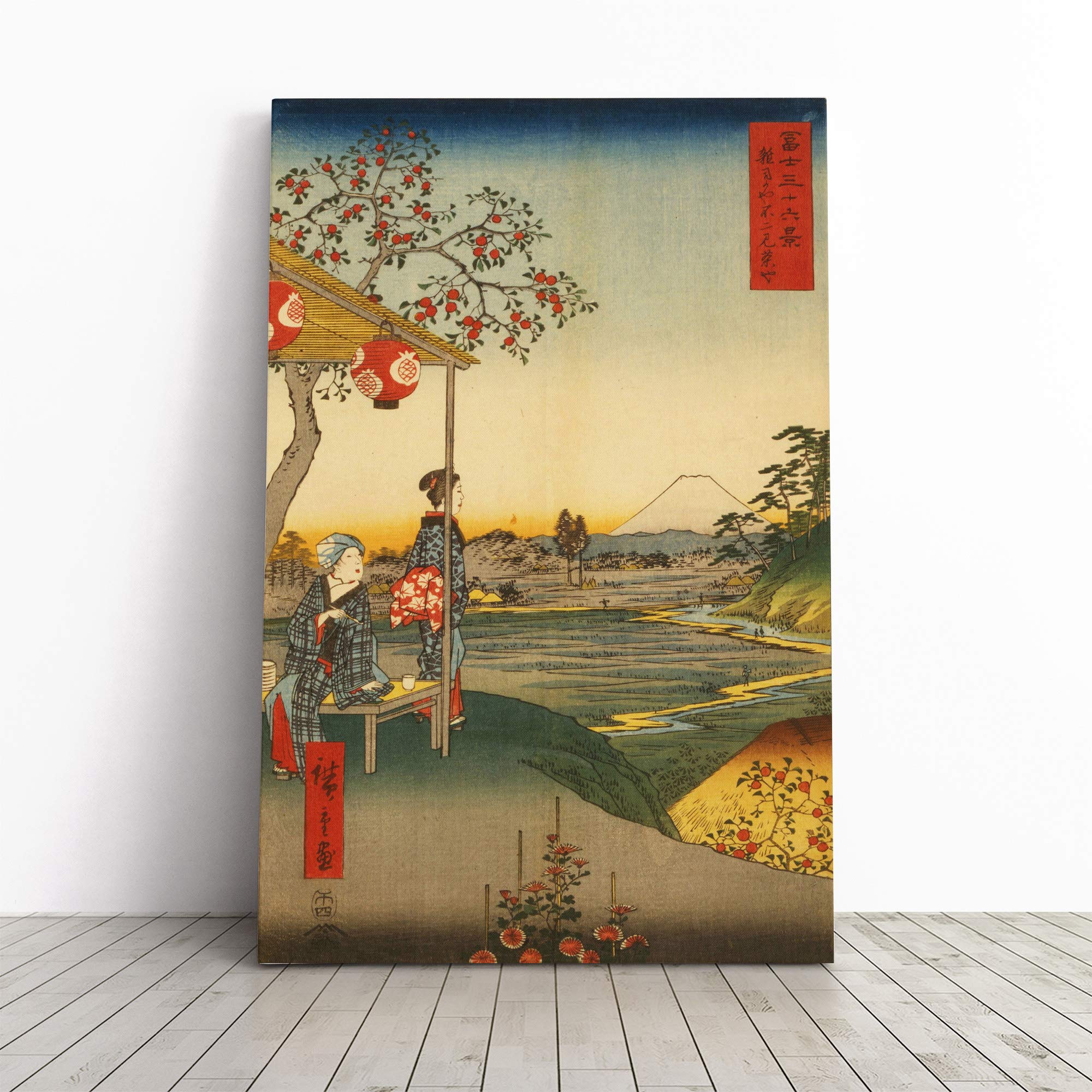 Wall Ando Hiroshige Zoushigaya Fujimi Chaya Japanese Oriental Art Canvas Print | Gallery Wrapped 30mm Frame Wall Art | 20x14 inches | Ready to Hang | Asian Picture | Living Room Bedroom Lounge Office
