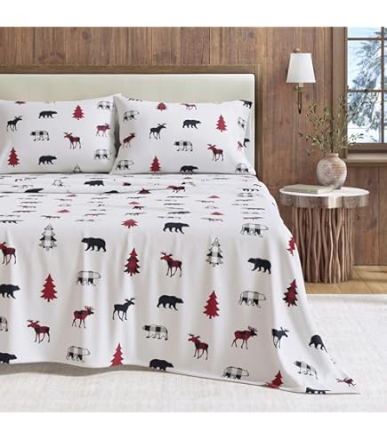 Great Bay Home Flanellen beddengoedset van 100% Turks katoen, diepe zakken, zachte lakens, warm, anti-pilling flanellen lakens (King, Navy Polar Bears