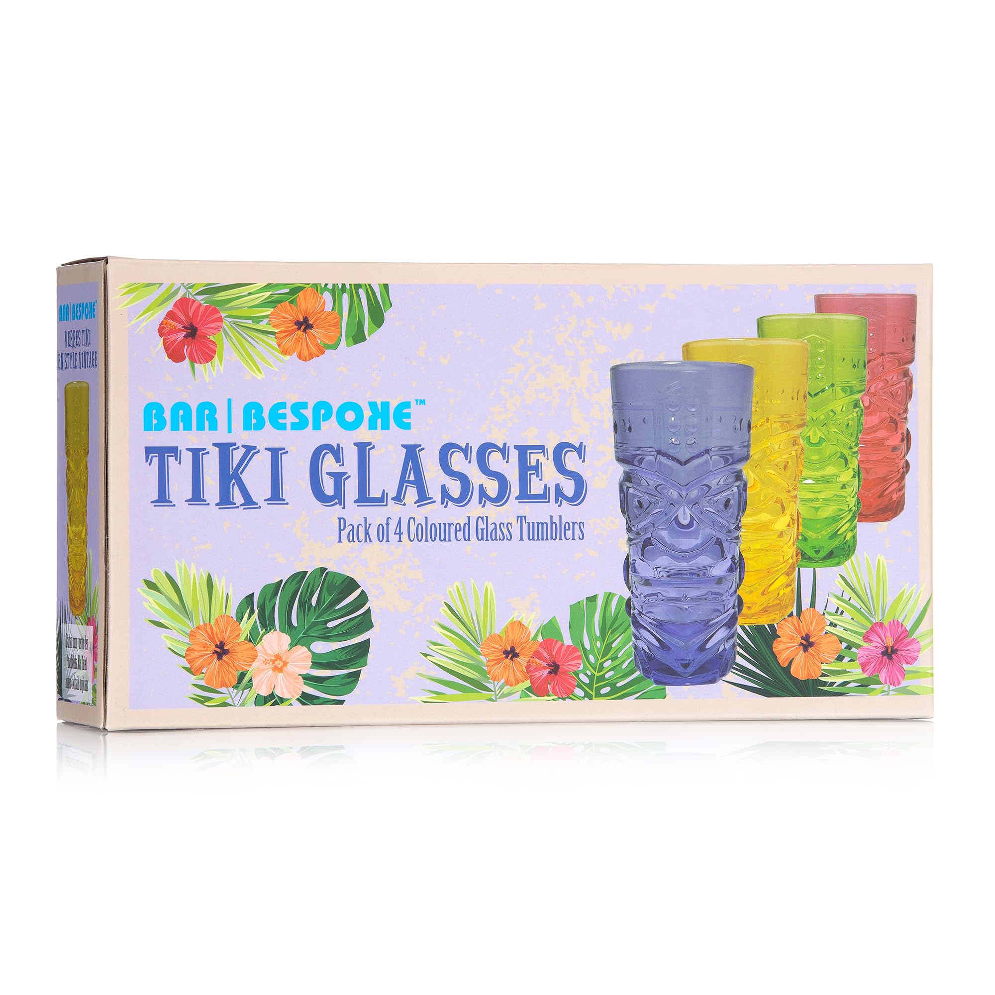Bar Bespoke Glass Tiki Highball Drinking Cup 4 Pack 450ml