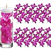 10 Pcs Artificial Flowers for Floating Candles Centerpiece Purple Orchid Faux Flower Vase Fillers for Birthday Wedding Dinning Table Party Home Bar Restaurant Decor