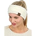 C.C Soft Stretch Winter Warm Cable Knit Fuzzy Lined Ear Warmer Headband