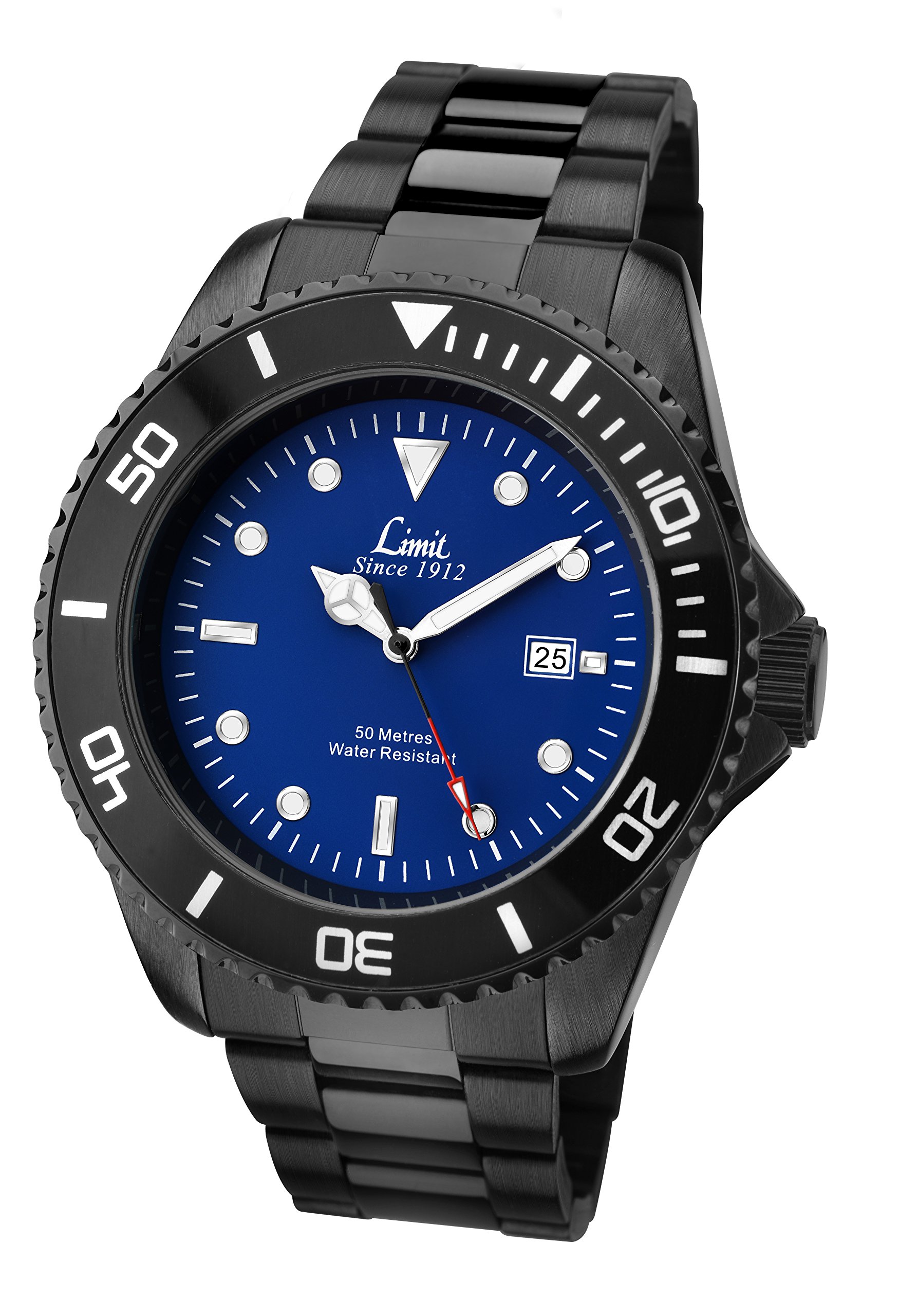Limit Men's Quartz Watch with Blue Dial Analogue Display and Black Bracelet 5518.01