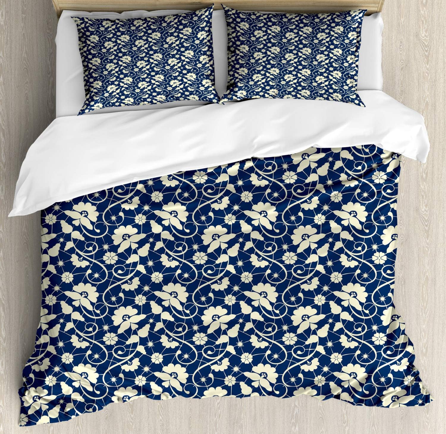 Lunarable Ethnic Duvet Cover Set, Boho Flower Motifs in