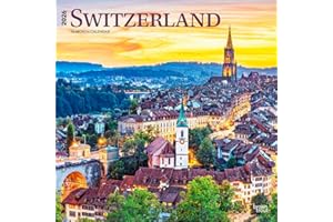 Switzerland | 2026 12 x 24 Inch (Hanging) Monthly Square Wall Calendar | Plastic-Free | BrownTrout | Travel Europe Swiss Alps