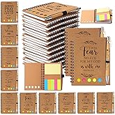 Kosiz Christian Gifts Bulk Scripture Notebook Prayer Journal Bible Verse Pen Religious Spiral Notebook with Sticky Notes Valentines Church Gifts Women Men Bible Study Groups(Kraft,40 Pcs/20 Set)