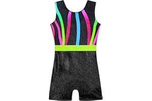 Snowheart Girls Gymnastics Leotards Sparkly One Piece Sleeveless Biketards for 1-9 Years Old