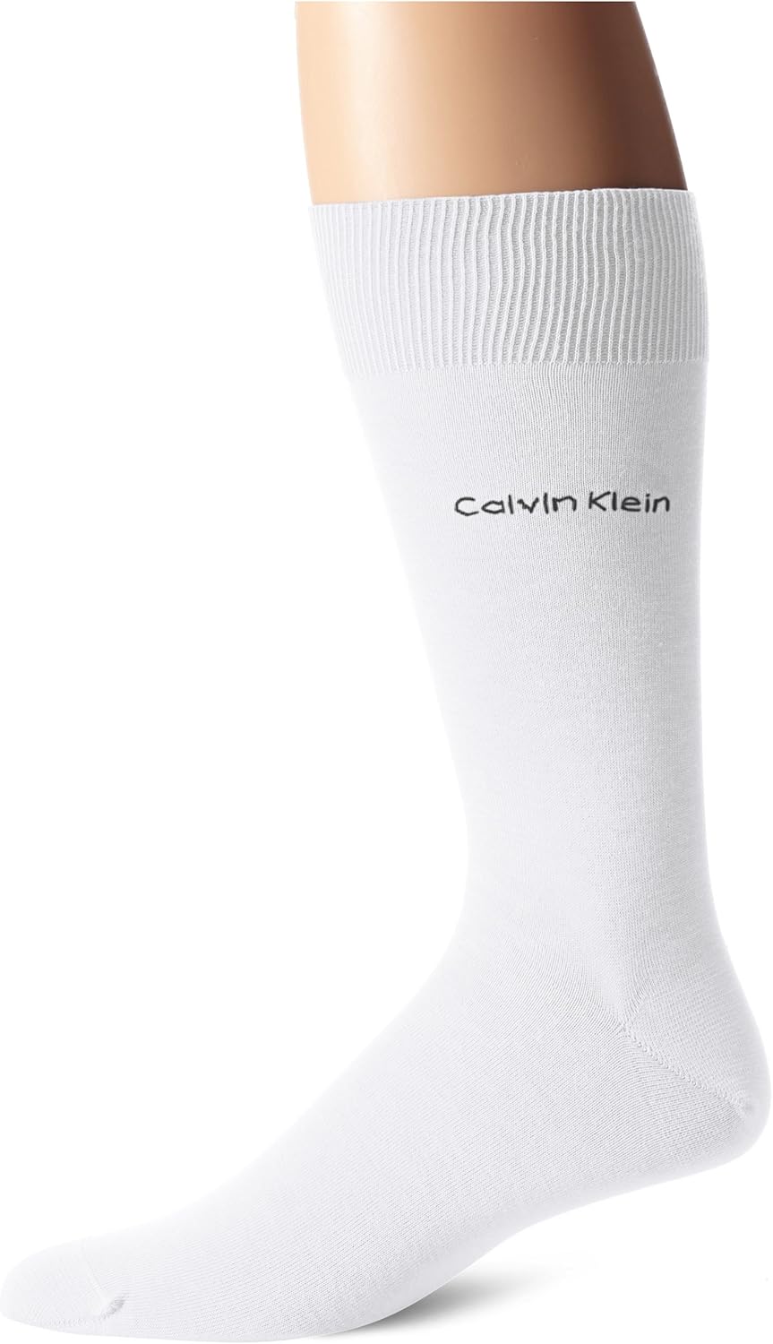 Calvin Klein Men's Egyptian Cotton Dress Socks, White, Sock Size1013