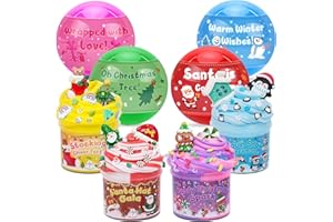 4 Pack Christmas Slime Balls with Charms, Christmas Stocking Stuffers for Kids, DIY Butter Slimes Sensory Toys, Slime Party F