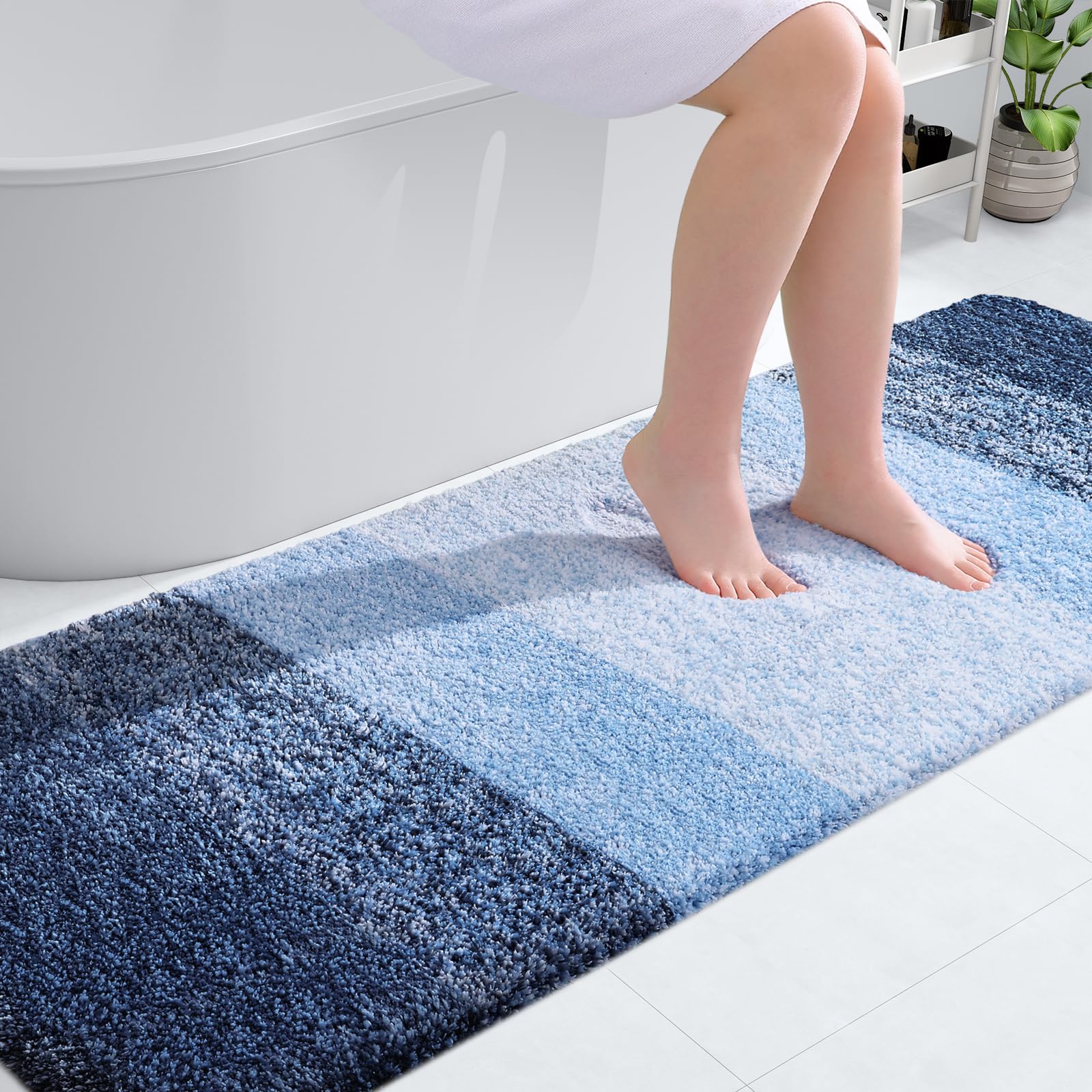 OLANLY Bathroom Runner Rugs 70x24, Extra Soft Absorbent Microfiber Bath Rugs, Rubber Backing ...