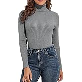 PrettyGuide Women's Ribbed Turtleneck Long Sleeve Sweater Tops