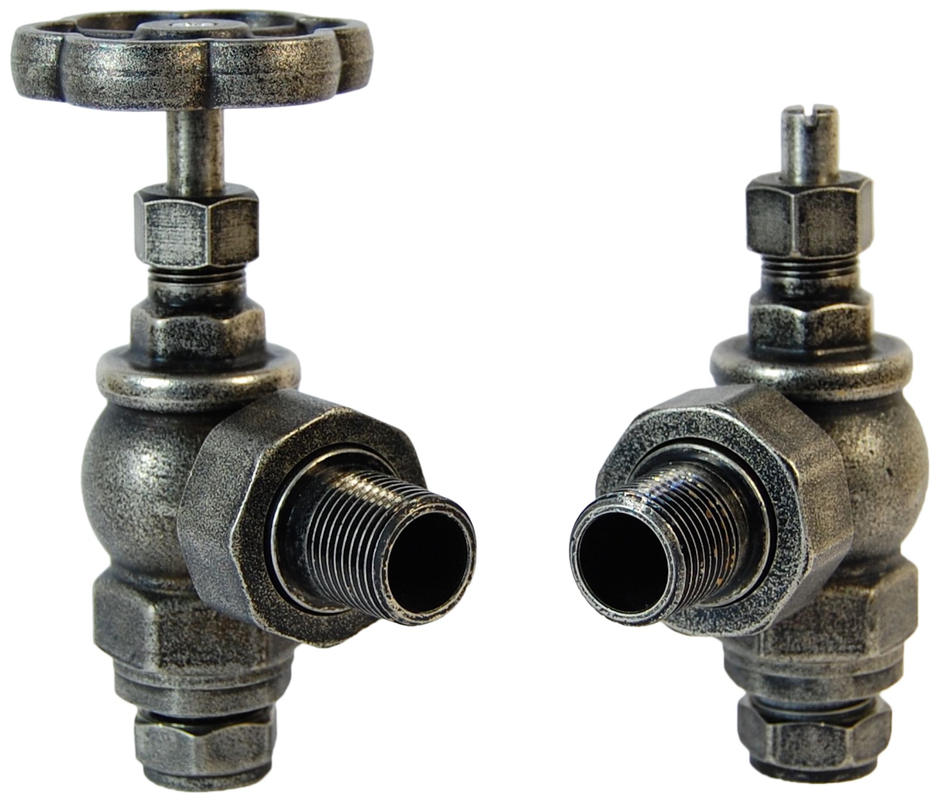 SMR Bathrooms ROS-AG-PEW Rosa Traditional Manual Angled Radiator Valves – Pewter