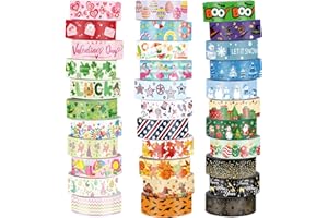 TaoBary 33 Rolls Holiday Plaid Washi Tape, 15 mm Seasonal Washi Tape Set Bohemian Colorful Vintage Cute for Card Wrapping Craft(Festive Style)