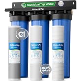 Waterdrop WHF3T-PG 3-Stage Whole House Water Filter System, 5 Micron | Highly Reduces Lead, Chlorine, Odor and Taste, 7-Stage Filtration, with Carbon Filter &amp; Sediment Filter, 1" Inlet/Outlet