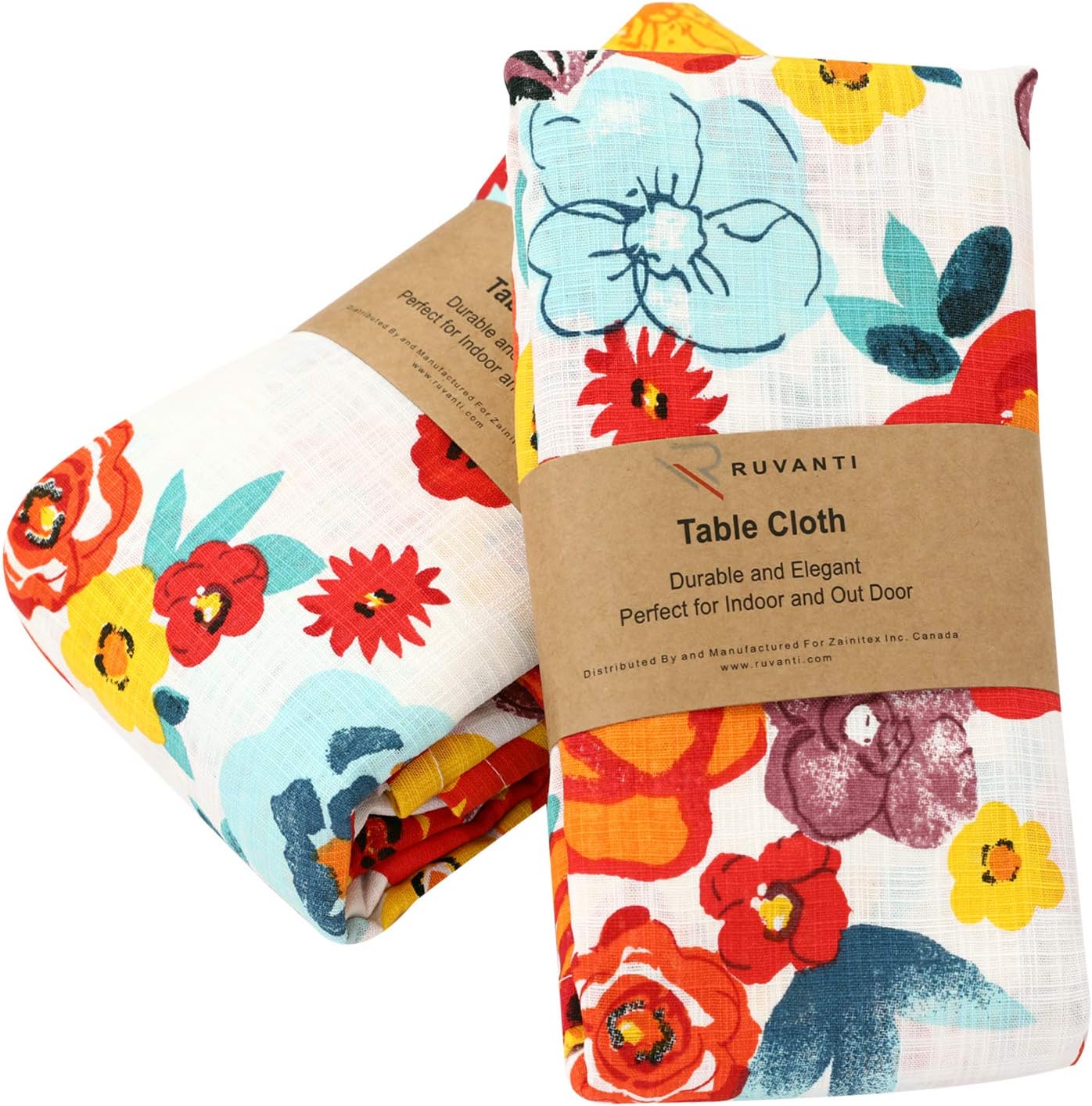 Ruvanti Table Cloth 70" Round 4-6 Seats, Premium Quality 100% Cotton Round Tablecloth, Washable,Reusable Table Cloths,Multi Color Flower Design for Buffet Table,Parties,Holiday Dinner,Wedding & More.: Kitchen & Dining