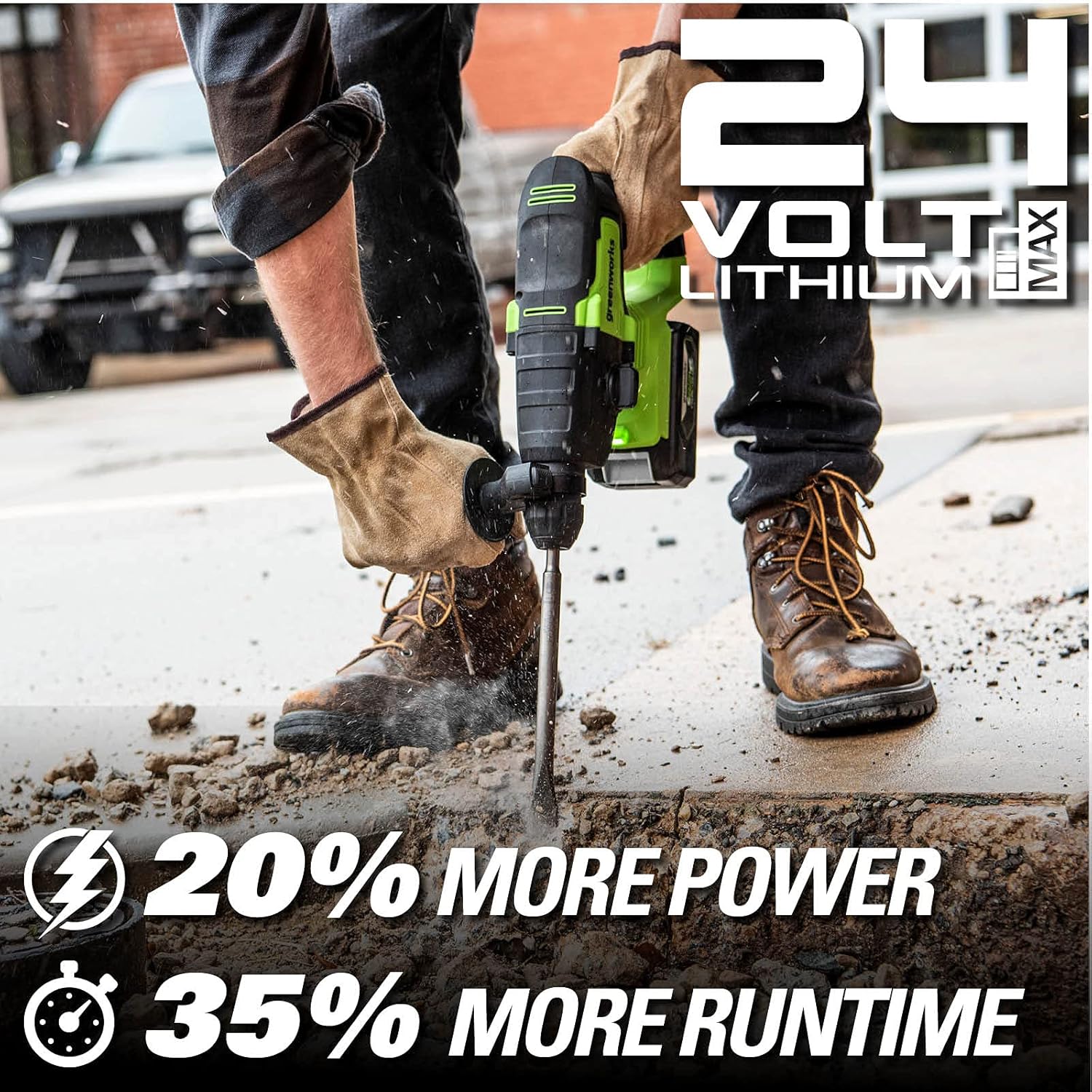 Greenworks GD24SDS2 Cordless SDS Hammer Drill with Brushless Motor, 0-1000rpm, 0-4500ipm, 2 Joules Torque - Image 4