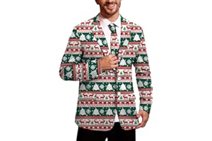 Arvilhill Men's Christmas Blazer with Tie - Ugly X-Mas Festive Jacket - Christmas Theme Party Suit for Men (S-XXL)