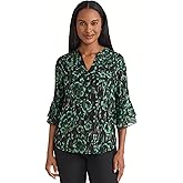 Kasper Women's 3/4 Sleeve Printed Foil Top