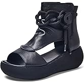 Sttiyaf Women's High Top Leather Sandals Open Toe Boot Sandals for Women