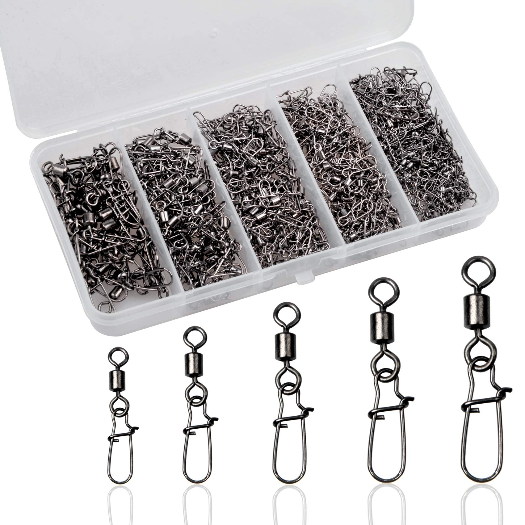 210pcs Rolling Fishing Swivel With Duo-Lock Snaps High-strength Fishing Swivels with Nice Snaps Fishing Tackle Kit (100% Copper+Stainless Steel)
