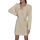 KARL LAGERFELD womens Tweed Printed Scoop Neck Cropped Jacket