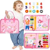 Hahaland Montessori Busy Board 21 Activities 3+ Pink Educational Toy
