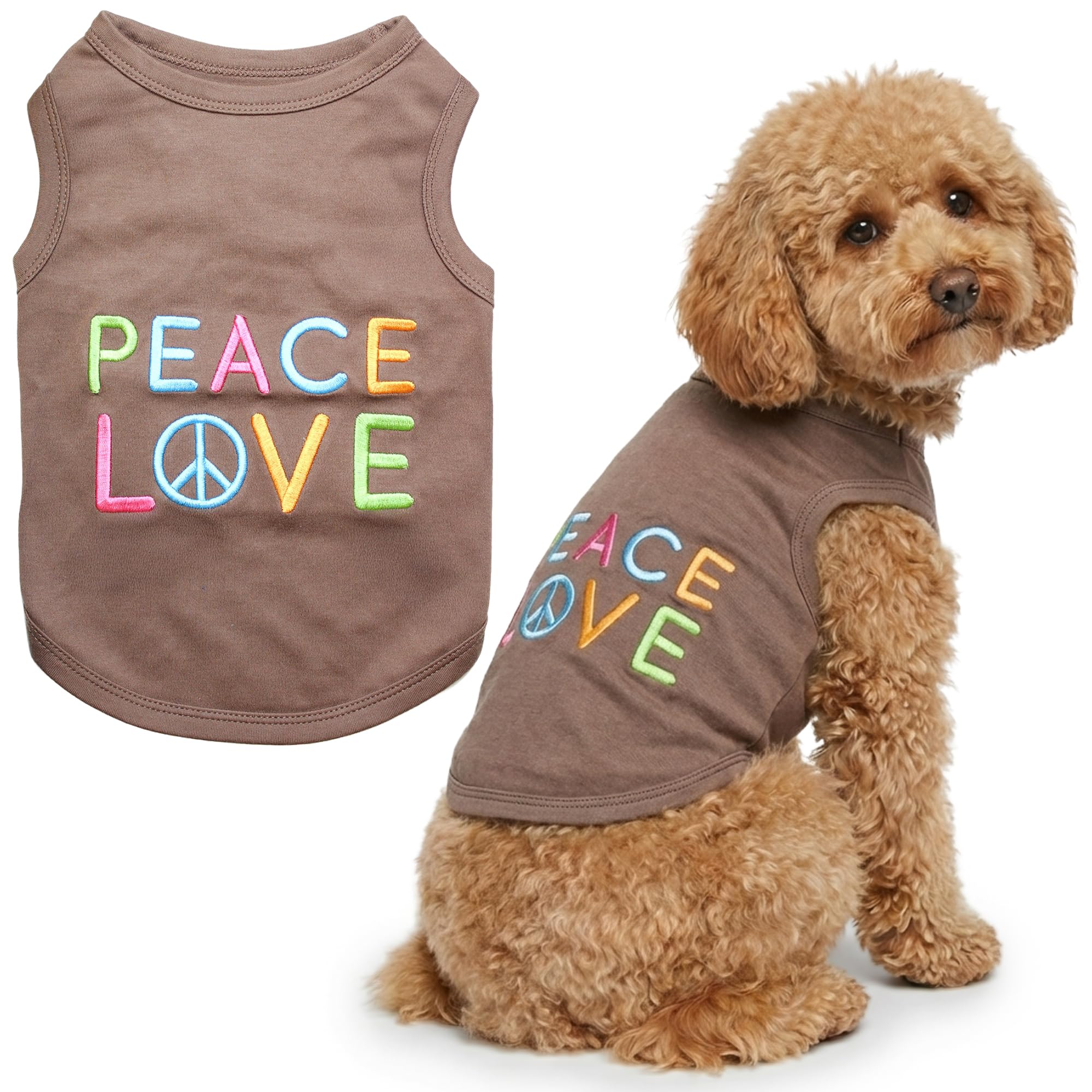 Parisian Pet Peace Love Dog T-Shirt, Large