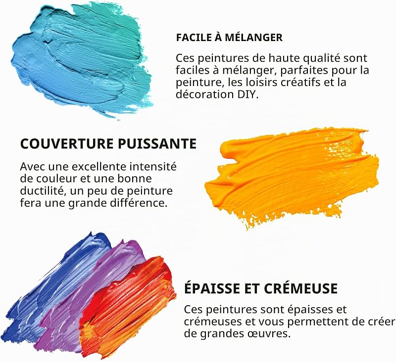 Peinture Acrylique 24x36ml avec pinceaux pour Toile Bois — photo 3 sur 6