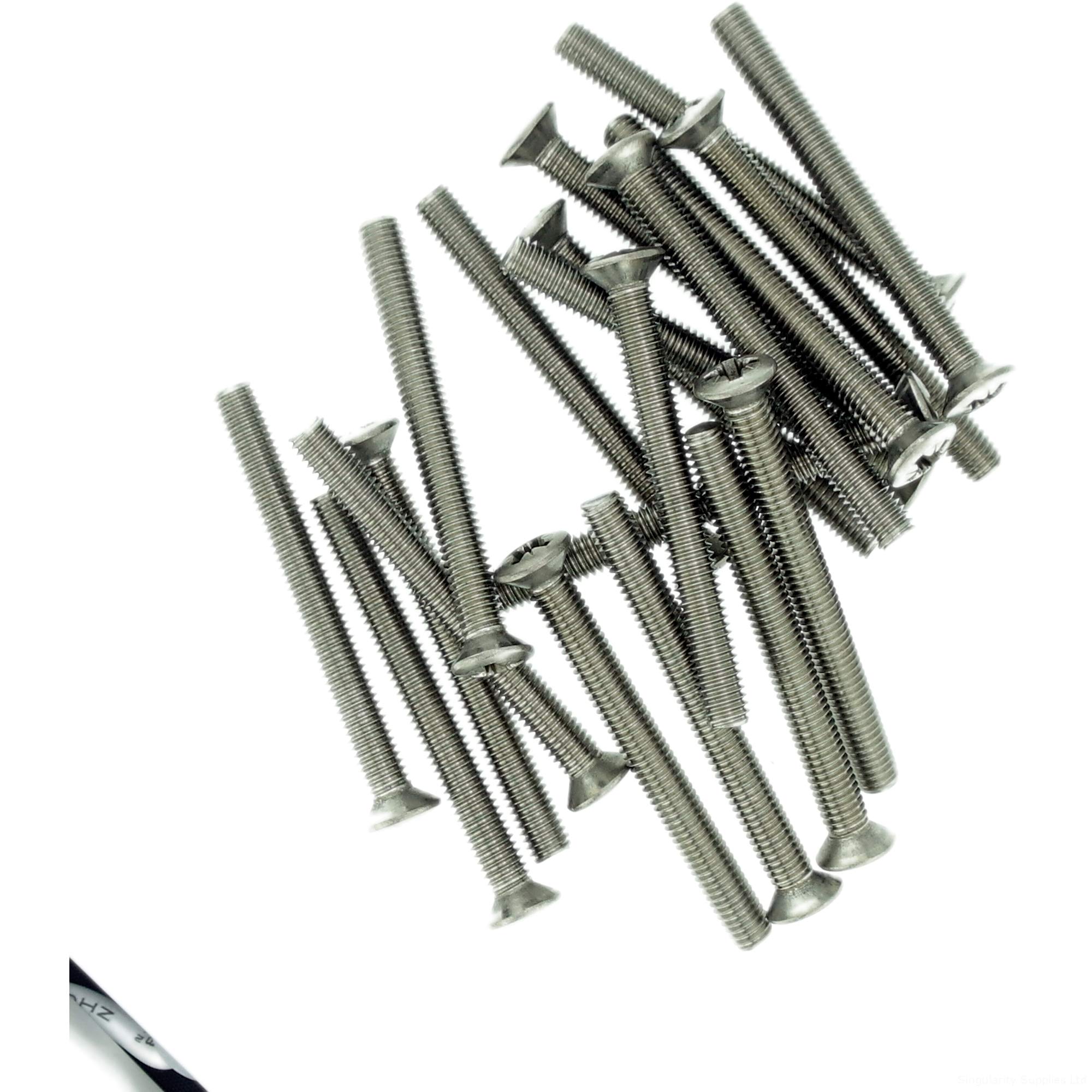 M6 (6mm x 40mm) Pozi Raised Countersunk Machine Screw (Bolt) - Stainless Steel (A2) (Pack of 20)