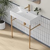 Eridanus 30"x16" Console Bathroom Sink, Free Standing 30 Inch Bracket Stainless Steel Support Pedestal Legs, Wall Mount Vesse