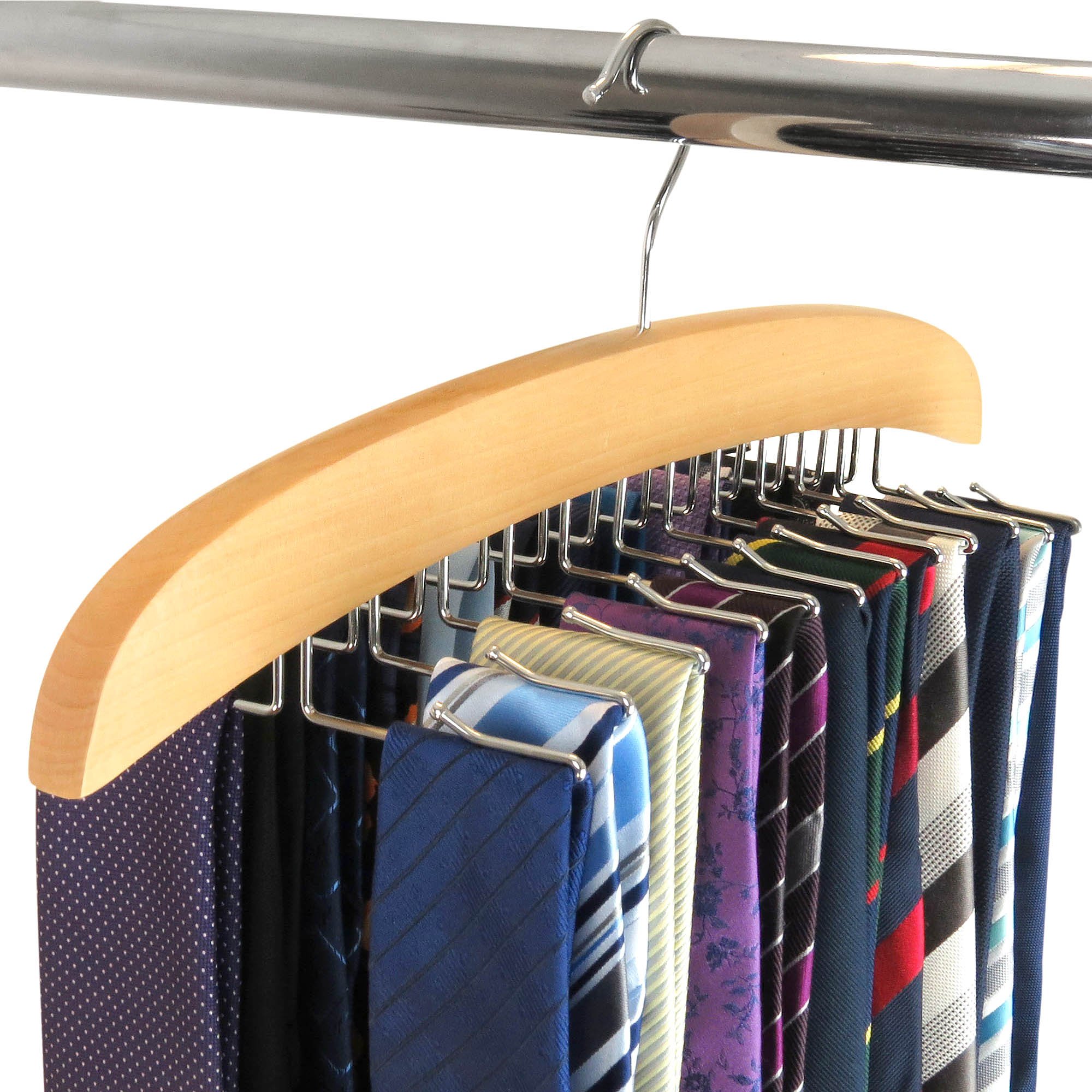 HANGERWORLD Wooden Tie Rack Hanger 24 Ties Holder Organizer Storage Rack with Hook Buy Online