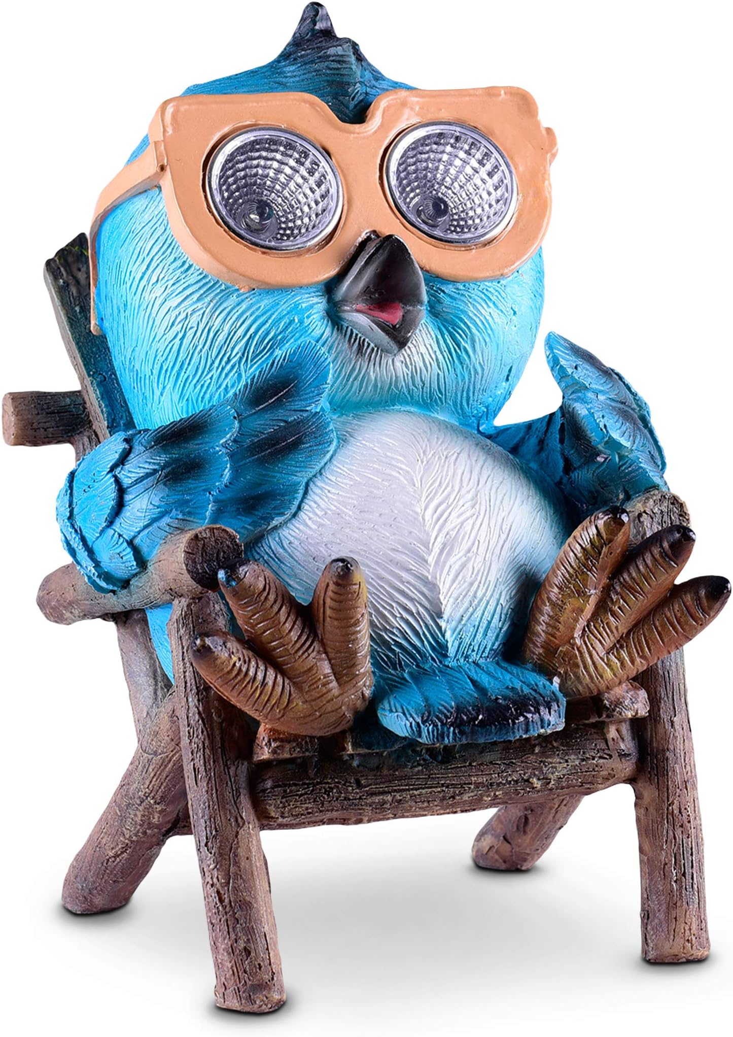 Owl Solar Garden Decorations Figurine | Outdoor LED Decor Figure | Light Up Decorative Statue Accents for Yard, Patio, Lawn, or Deck | Weather Resistant | Great Housewarming Gift Idea (Blue - 1 Pack)