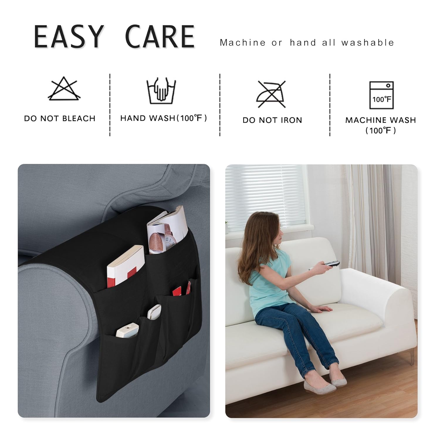 Tv Control Cell Phone Symax Sofa Armrest Storage Organizer With 6 Pockets Chair Non Slip Armchair Caddy For Recliner Remote Holder Black Magazine Holders Home Decor Accents Femsa Com