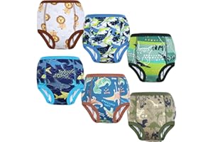 MOEMOE BABY Training Underwear 6 Packs 100% Cotton Absorbent Potty Training Pants for Toddler Boys and Girls 2-9 Years