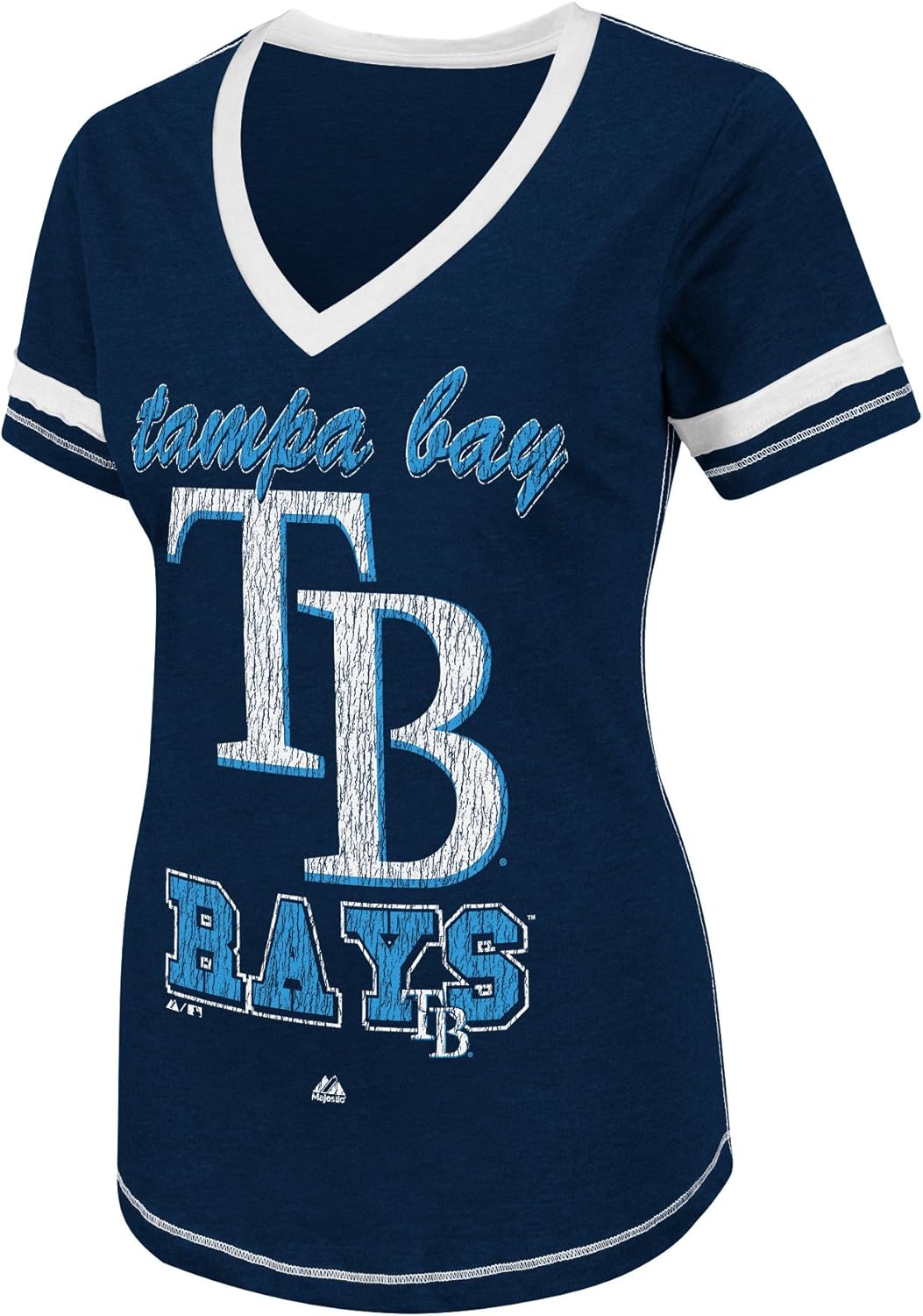 MLB Women's Tampa Bay Rays Bling Beauty Short Sleeve V