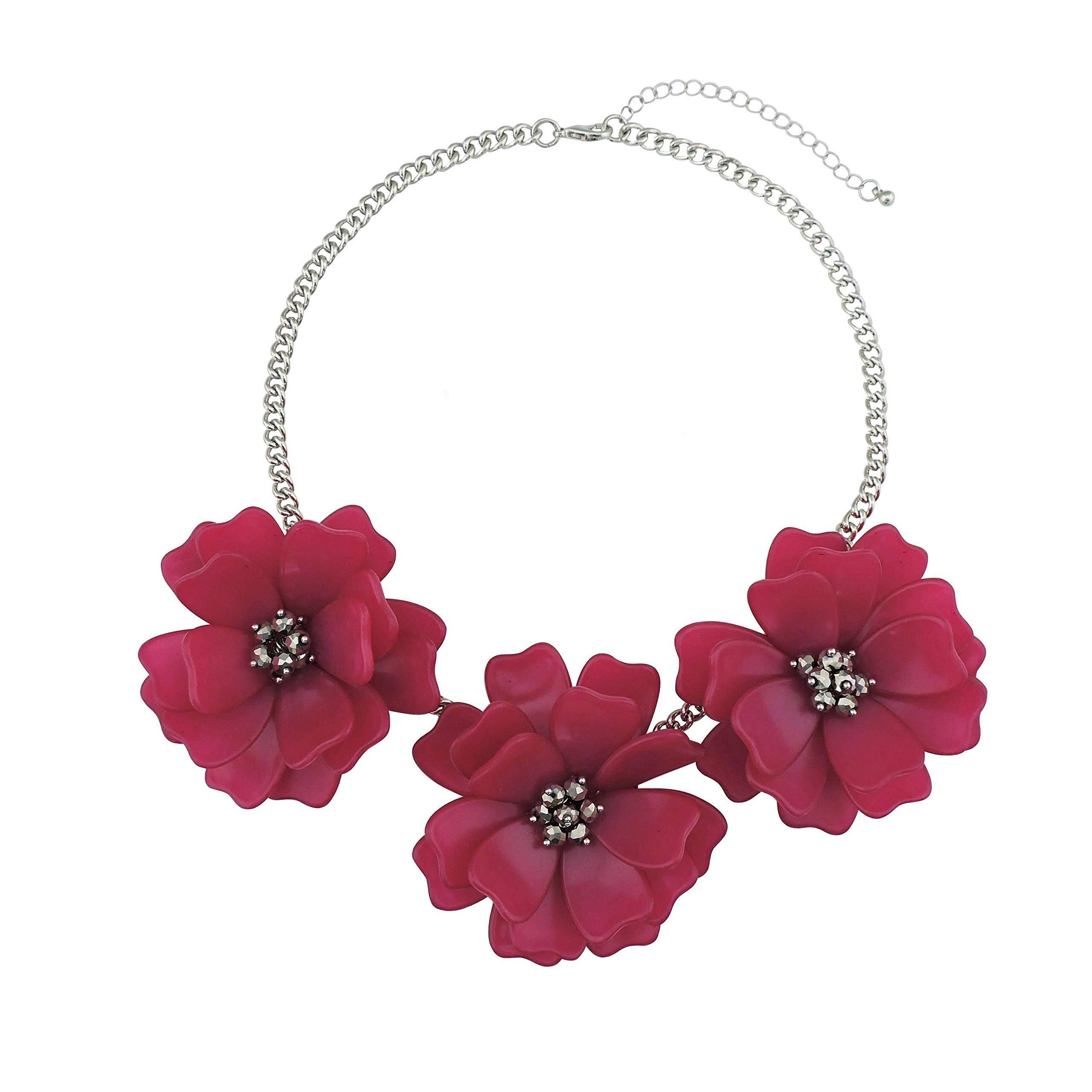 BOCAR Statement Flower Necklace Handmade Bib Collar Jewelry for Women (NK-10454-Cerise) โ image 1