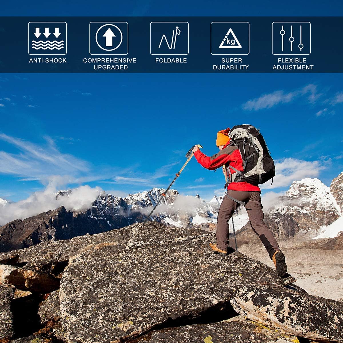 Bastoncini Da Trekking Telescopici - Coppia Regolabile Per Escursionismo - Foto 4