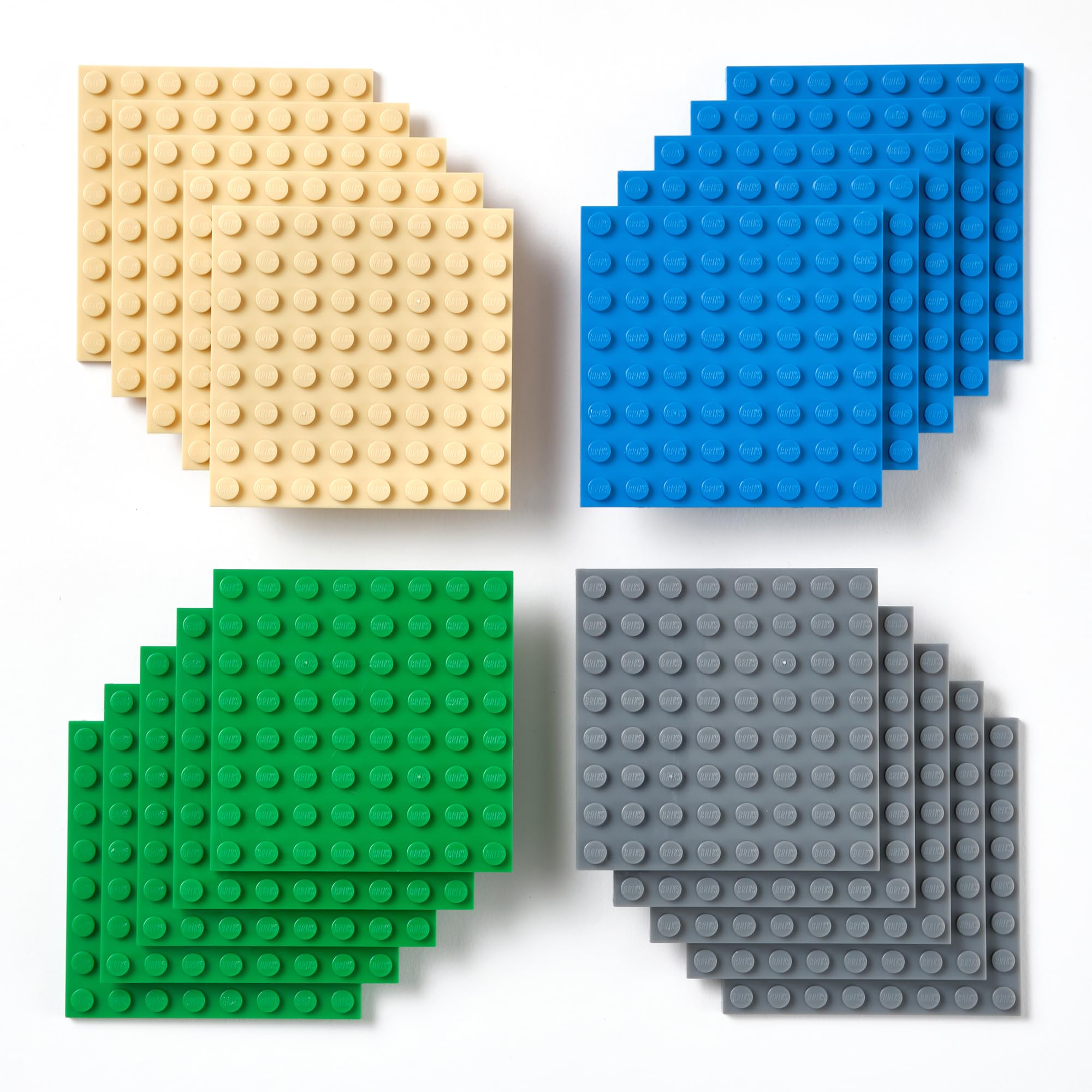 Photo 1 of Strictly Briks Building Blocks Base Plates - 20pc 8x8 Stud (2.5x2.5 in) Multicolor - Sturdy Baseplates Compatible with All Major Brick Brands