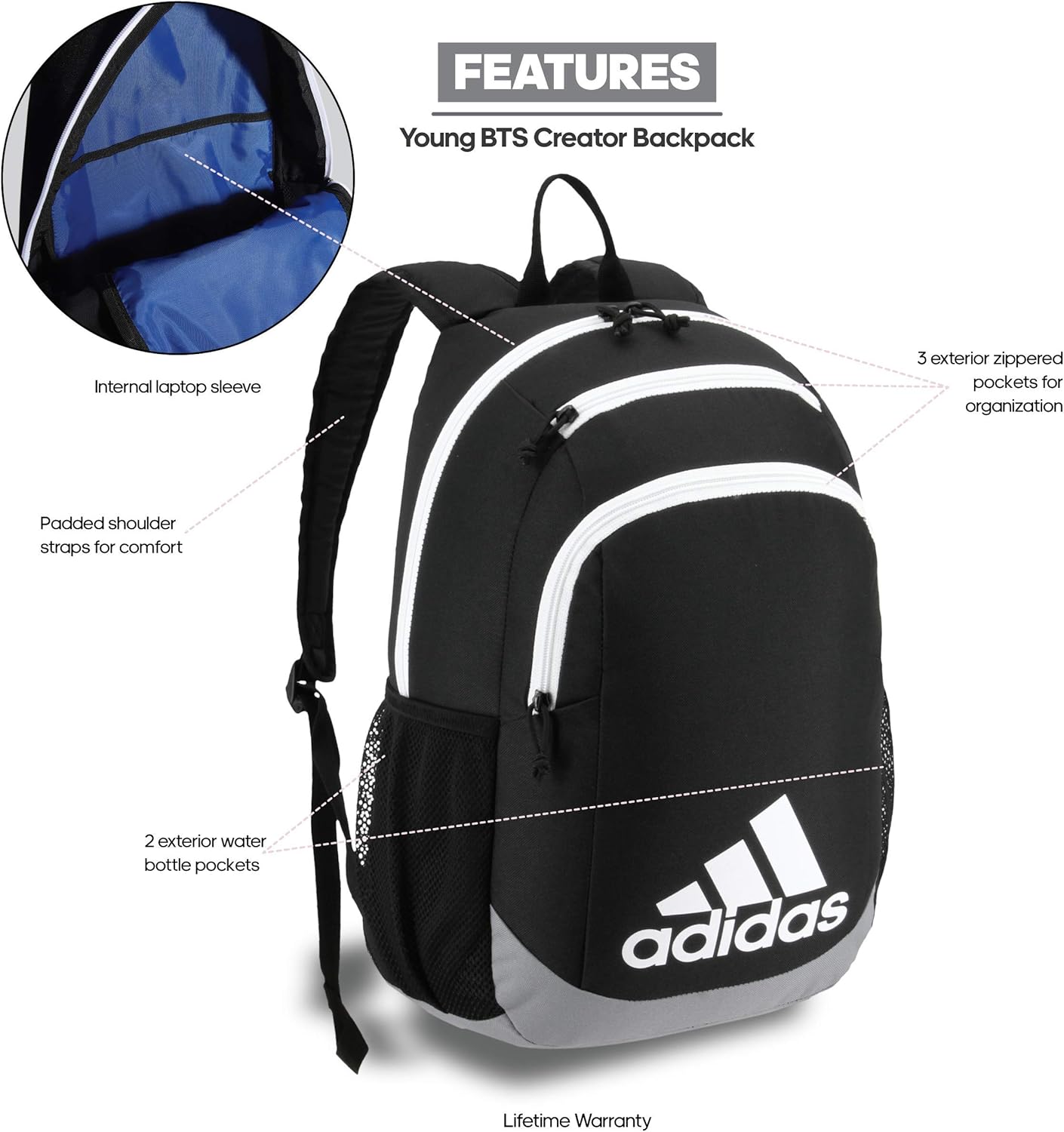 代引不可 Adidas キッズ 男の子 女の子 若いクリエイターバックパック One Size ブラック クーポン配布中 交換無料 Www Iacymperu Org