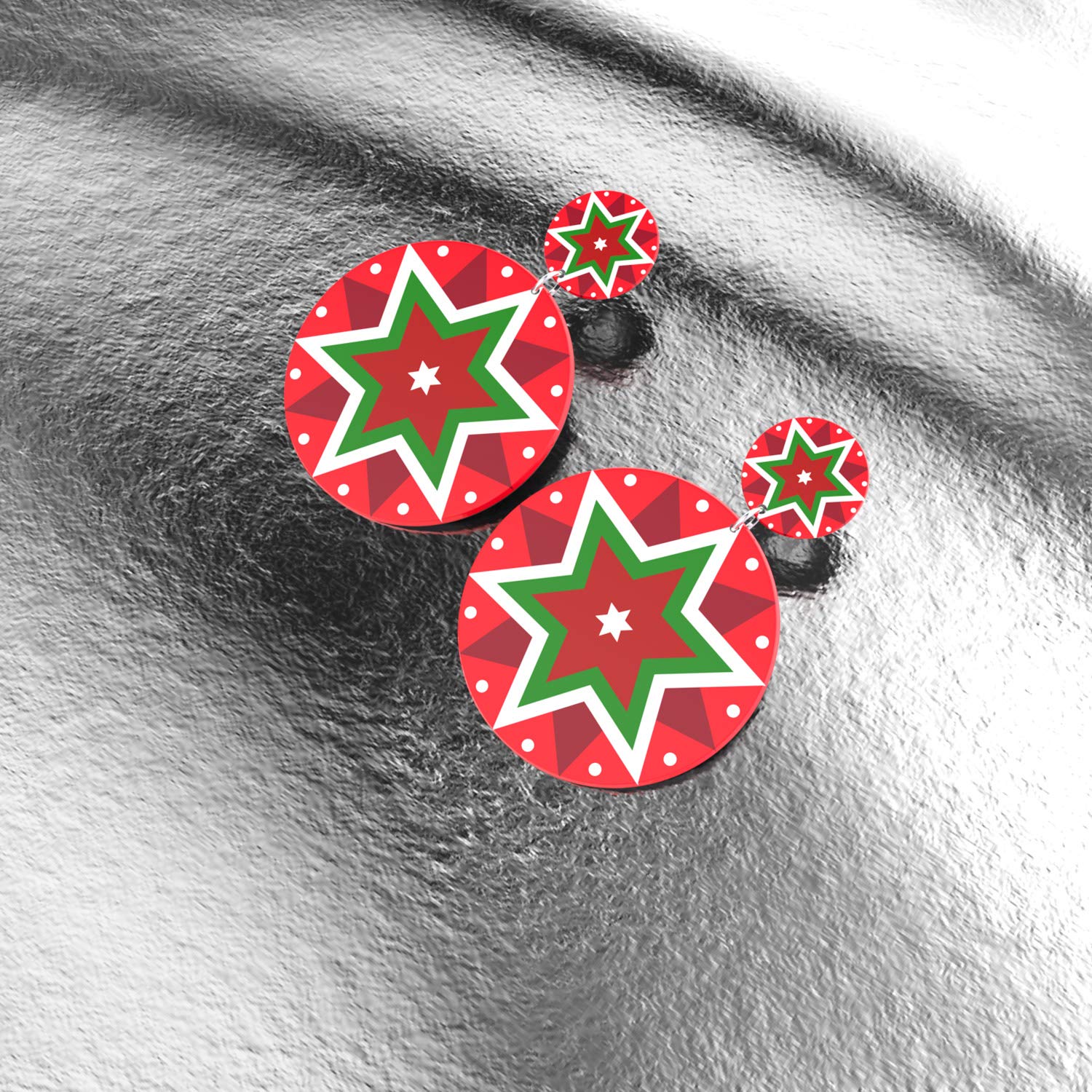 UHIBROS Women Christmas Jewelry Pentagram Dangle Drop Stud Earrings Ear Hook Drop Earring Xmas Gift For Teen Girls