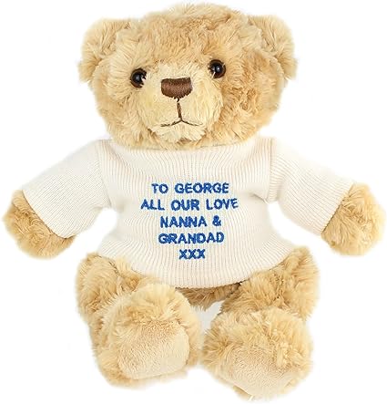 personalised blue teddy bear