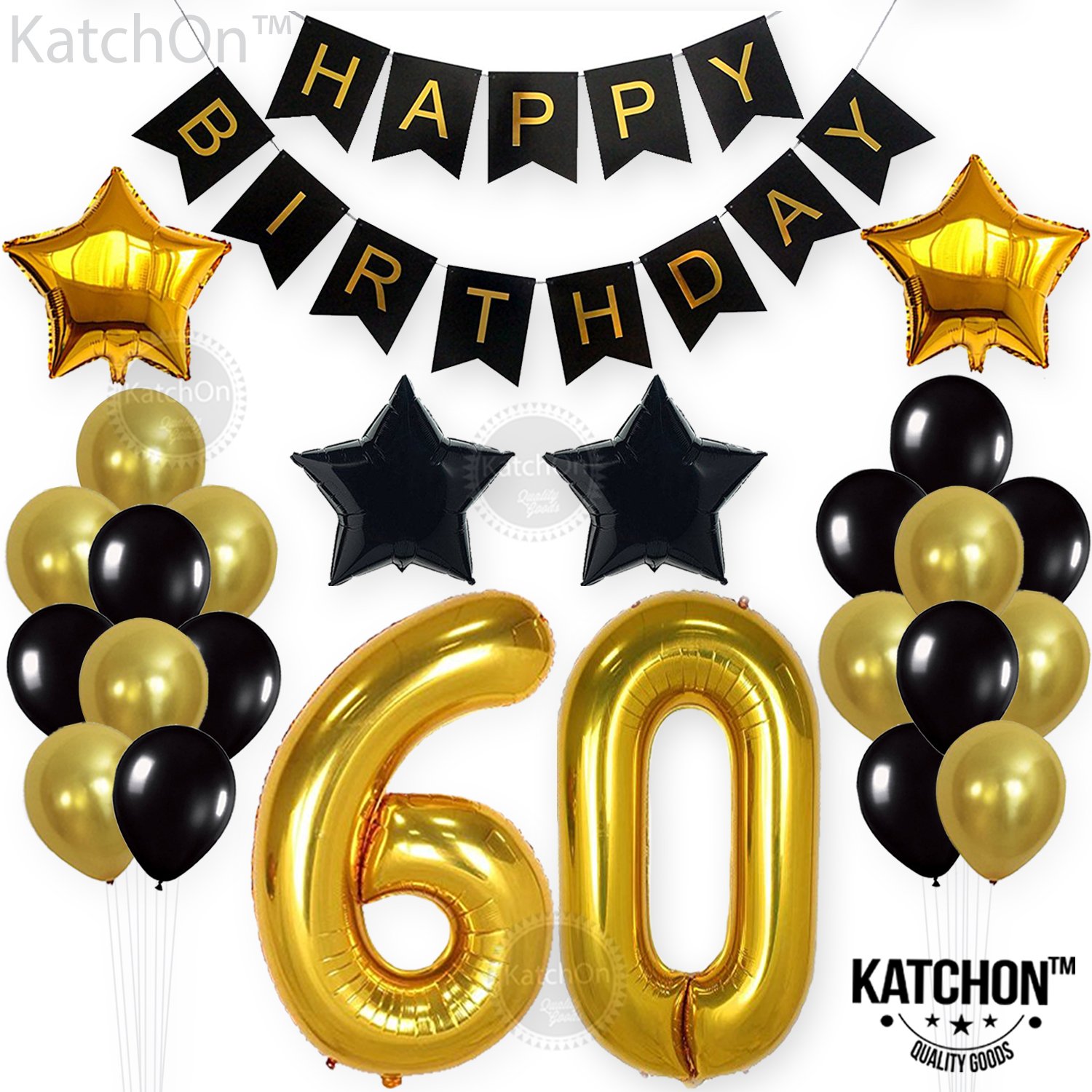 Katchon 60th Birthday Party Decorations Kit Happy Birthday Black