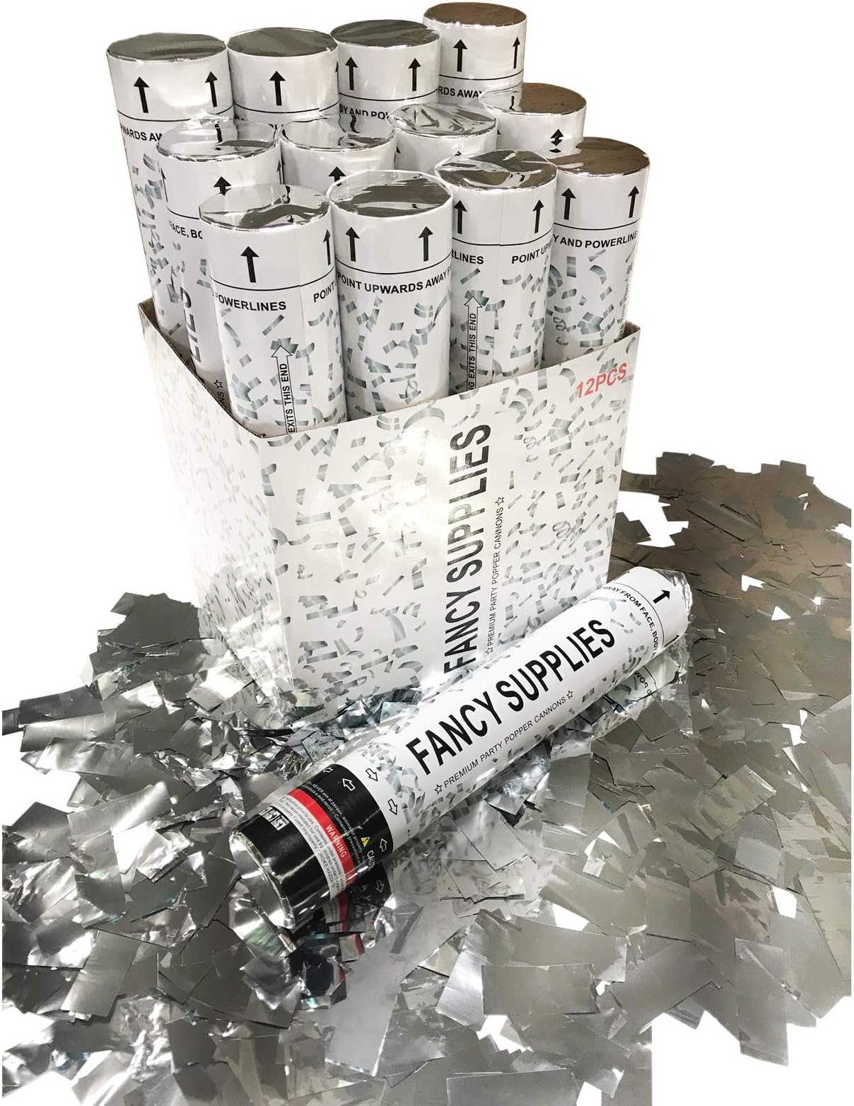 Fancy Supplies Pack of 12 Metallic Silver Confetti Wedding Graduation Party New Years Celebrations Engagement Celebrate Club (12 Piece, Metallic Silver)