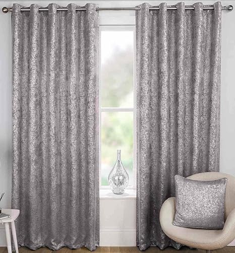 Halo Sparkle Thermal Lined Eyelet Curtains Luxury Glitter Bling