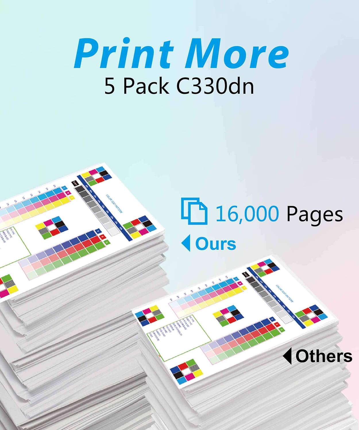 (5-Pack, 2X K+C+M+Y) Compatible OKI Type C17 C330 Toner Cartridge Used for OKI C330DN C530DN MC361 MC362W MC561 MC562W MFP MC352DN Printer, by MuchMore: Office Products