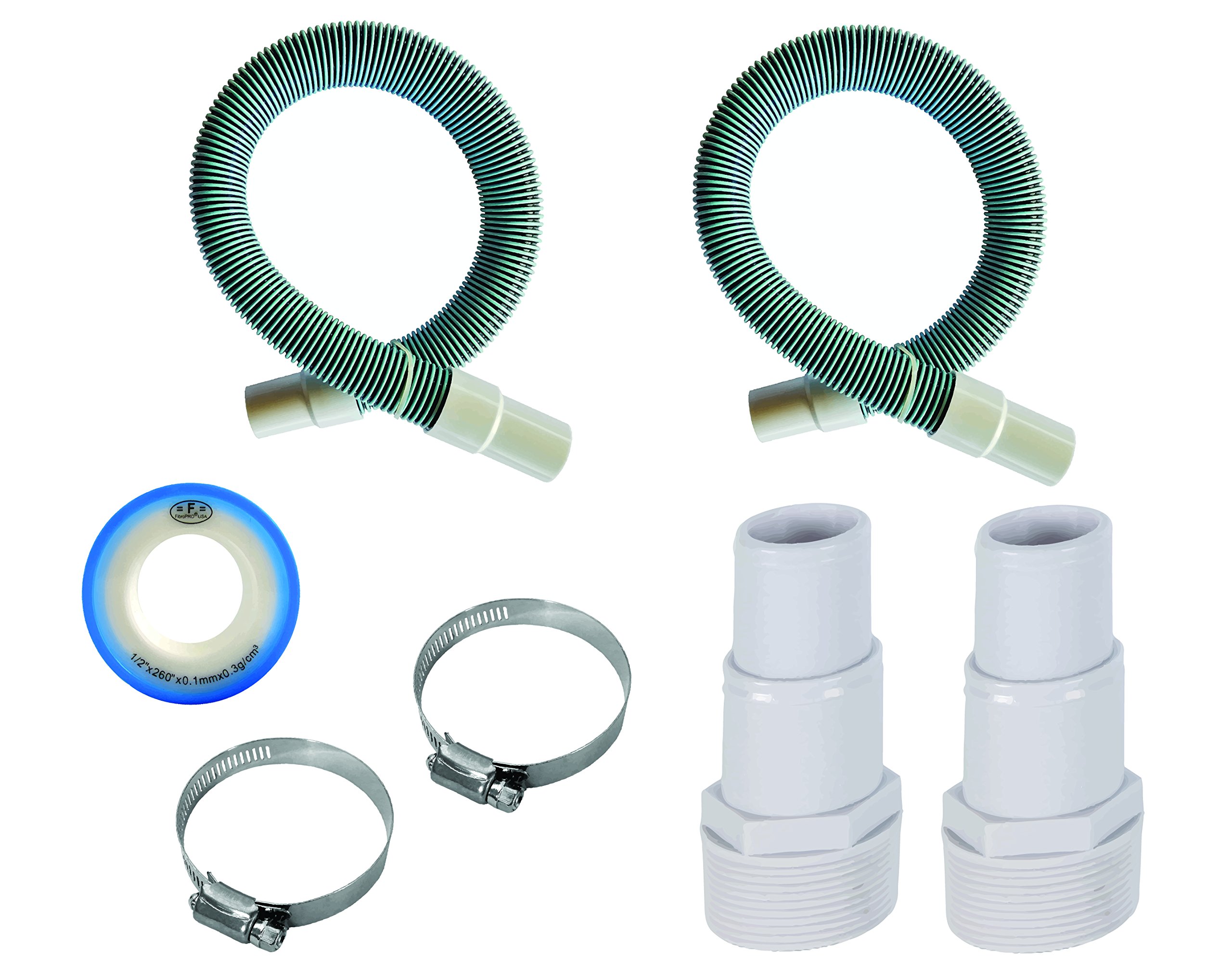 FibroPool Professional 1 1/2" Swimming Pool Filter Hose Replacement Kit (3 Feet, 2 Pack)
