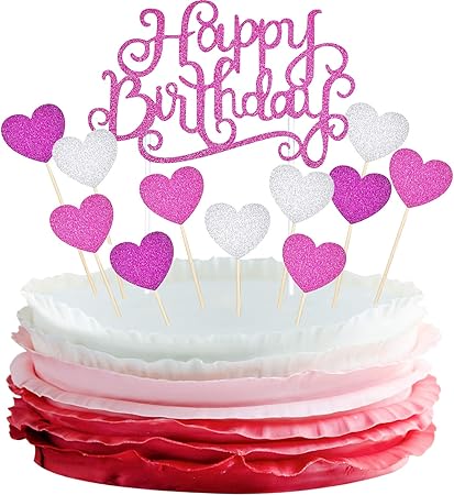 Blulu 45 Pezzi Topper Di Cupcake A Cuore Topper Glitter A Cuore E Decorazione Di Torta Per Buon Compleanno Rosa Topper Di Antipasto Per Bomboniere Artigianato Fai Da Te Amazon It Casa E Cucina