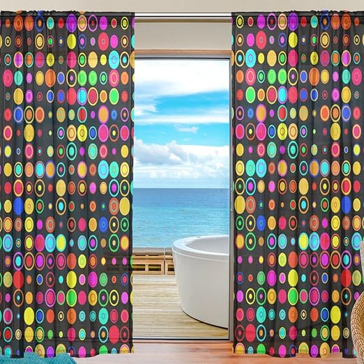 Amazon Com Vantaso Sheer Curtains 84 Inch Long Shining Neon