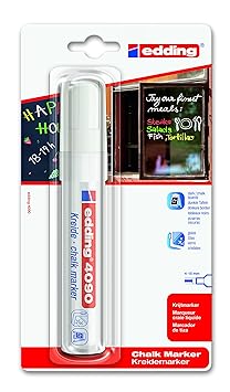 edding 4090 Kreidemarker - Farbe: Weiß - Kreidestift / Fenstermarker - Beschriften von Fenster, Tafel und Glas - Feucht abwis